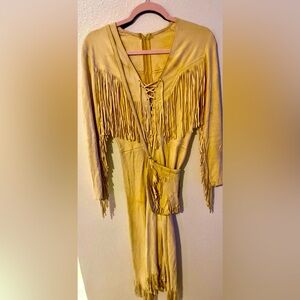 Vintage cream color Native American dress with purse